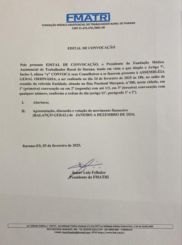 EDITAL CONVOCAÇÃO